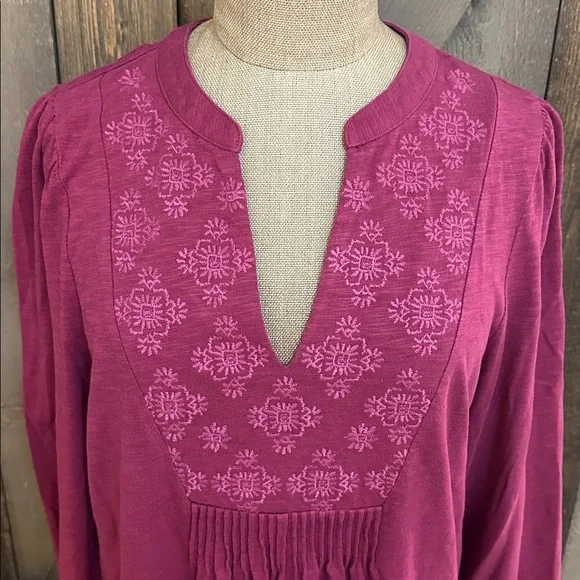 Soft Surroundings Cotton Embroidered Boho Tunic Top Size M - Picture 2 of 11